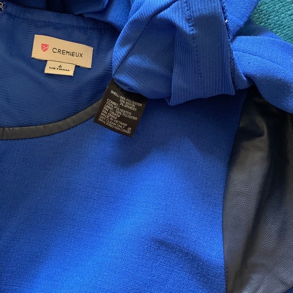 Cremieux Royal Blue Faux Leather Detail Cap Sleeve - Picture 6 of 7